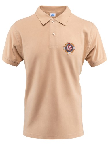 Koszulka POLO piaskowa z haftowanym logo ZOSP