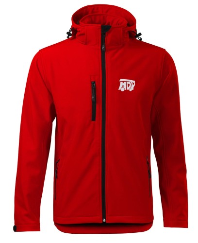 Softshell kurtka czerwona z haftowanym logo MDP męska
