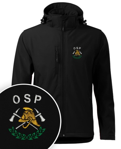 Softshell kurtka czarna z haftowanym logo OSP męska