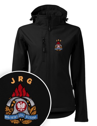 Softshell kurtka czarna z haftowanym logo PSP JRG