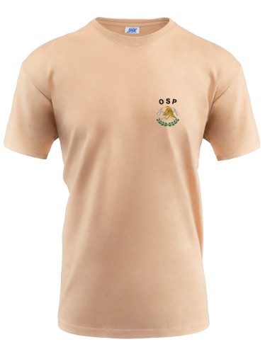 T-shirt piaskowy z haftowanym logo OSP męski