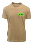 T-shirt piaskowy z odblaskowym napisem STRAŻ męski