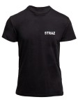 T-shirt czarny z odblaskowym srebrnym napisem STRAŻ męski
